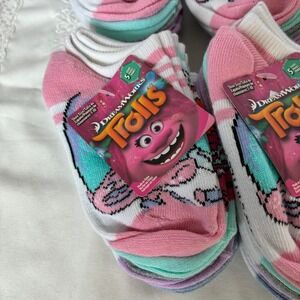 DreamWorks Trolls Girls 5 Pair Pack Low Cut Socks Shoe SZ 7-10 Poppy Branch NEW